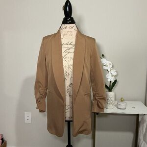 Women's Tan Open-Front Blazer Jacket